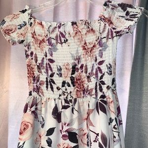 Floral Romper off the shoulder  dress with slit